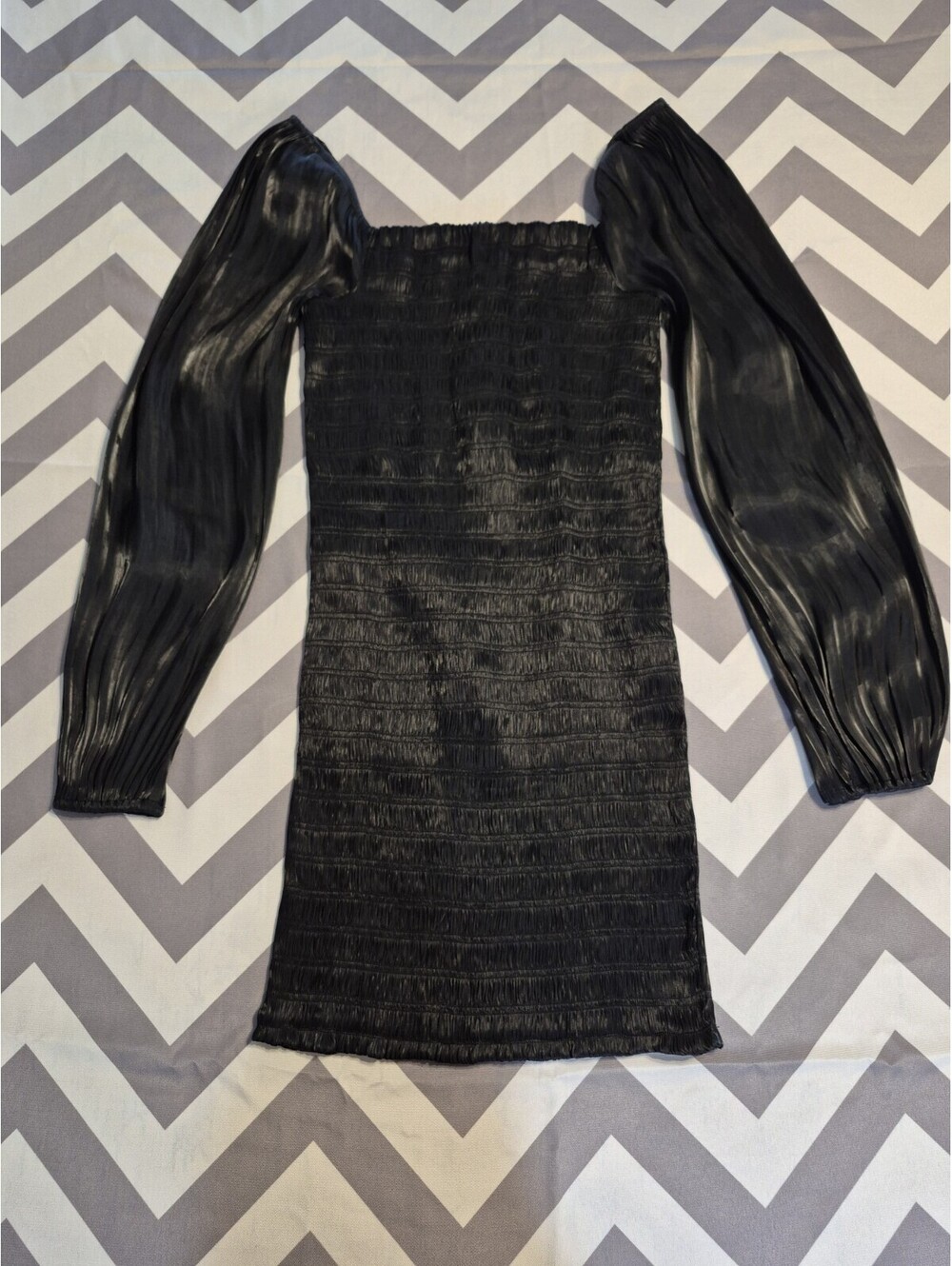 Forever 21 Smocked Body Dress Balloon Sleeves Whimsy Goth Black Size S